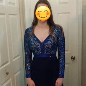 Velvet pageant/prom gown with overskirt